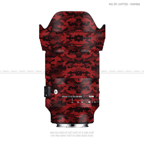 Dán Skin Ống Kính Sigma Vân Nổi Pattern Mamba Đỏ | UVPT05