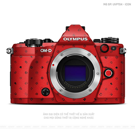 Dán Skin Máy Ảnh Olympus Vân Nổi Pattern Icon Đỏ | UVPT04