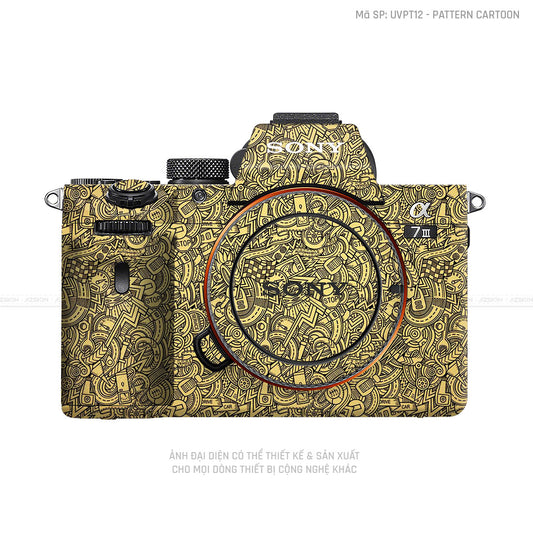 Dán Skin Máy Ảnh Sony Vân Pattern Cartoon Vàng Đồng | UVPT12