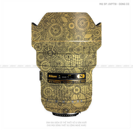 Dán Skin Ống Kính Nikon Vân Nổi Động Cơ Vàng | UVPT18