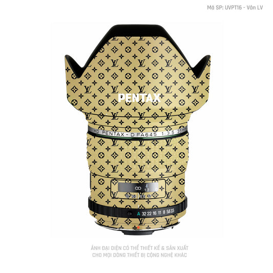 Dán Skin Ống Kính Pentax Vân Nổi Pattern LV Vàng Đồng | UVPT16