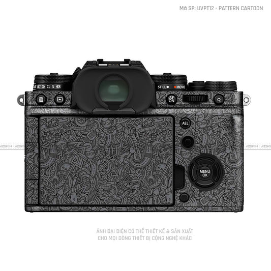Dán Skin Máy Ảnh Fujifilm Vân Nổi Pattern Cartoon Grey | UVPT12