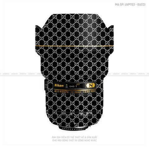 Dán Skin Ống Kính Nikon Vân Nổi Gucci Đen Trắng | UVPT03