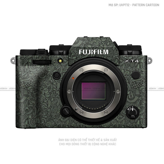Dán Skin Máy Ảnh Fujifilm Vân Nổi Pattern Cartoon Xanh | UVPT12