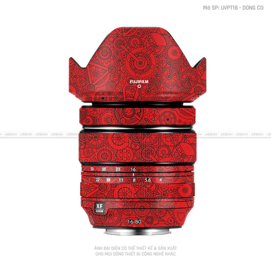 Dán Skin Ống Kính Fujifilm Vân Nổi Ironman Động Cơ Đỏ | UVPT18