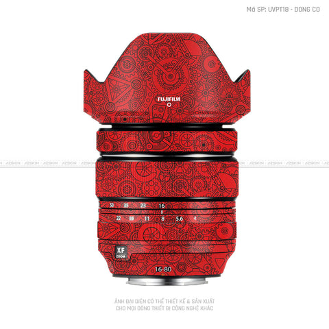 Dán Skin Ống Kính Fujifilm Vân Nổi Ironman Động Cơ Đỏ | UVPT18