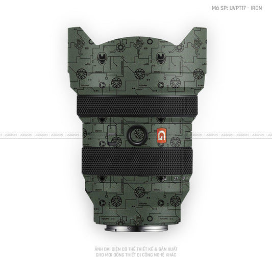 Dán Skin Ống Kính Sony Vân Nổi Pattern IRonman Xanh | UVPT17