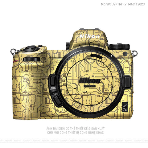 Dán Skin Máy Ảnh Nikon Vân Nổi Vi Mạch 2023 Vàng Đồng | UVPT14