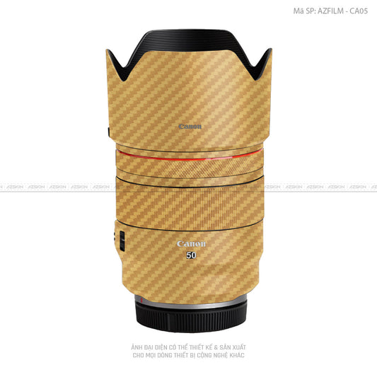 Dán Skin Ống Kính Canon Vân Nổi Carbon Vàng Đồng | AZFILM - CA05
