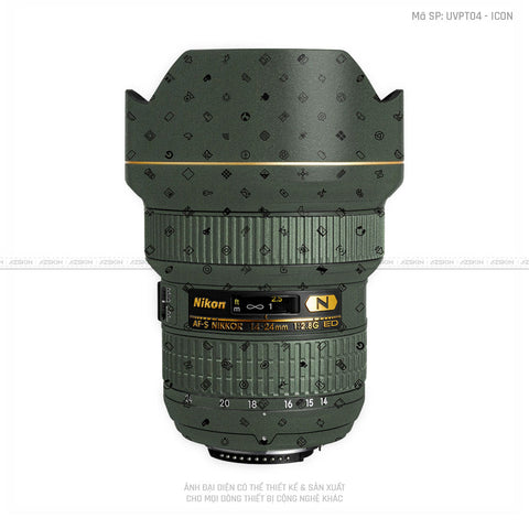 Dán Skin Ống Kính Nikon Vân Nổi Pattern ICon Xanh | UVPT04