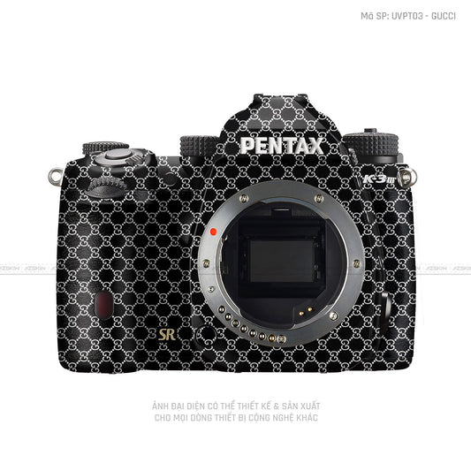 Dán Skin Máy Ảnh Pentax Vân Nổi Guuci Đen Trắng | UVPT03