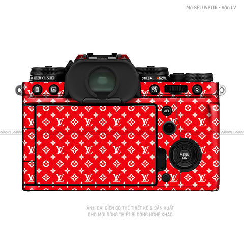 Dán Skin Máy Ảnh Fujifilm Vân Nổi Pattern LV Đỏ Trắng | UVPT16