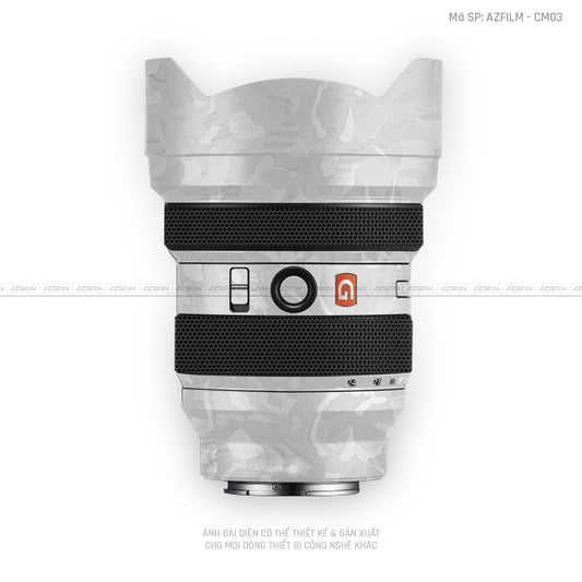 Skin Ống Kính Sony Vân Nổi Camo Trắng | AZFILM - CM03