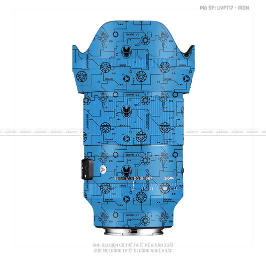 Dán Skin Ống Kính Sigma Vân Nổi Pattern Ironman Xanh | UVPT17