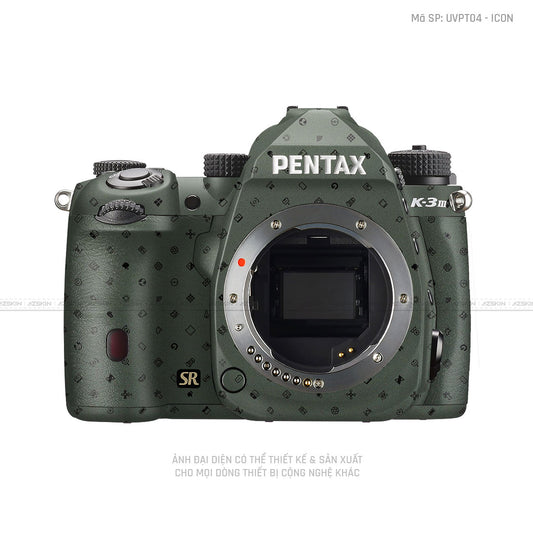 Dán Skin Máy Ảnh Pentax Vân Nổi Pattern Icon Xanh | UVPT04