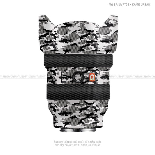 Dán Skin Ống Kính Sony Vân Nổi Camo Urban Trắng | UVPT08