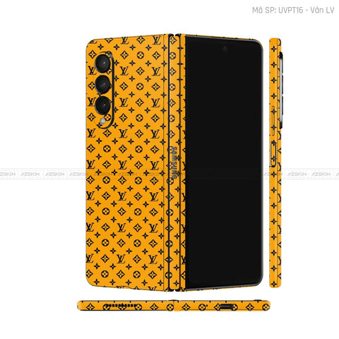 Dán Skin Galaxy Z Fold3 Vân LV Đen Vàng | UVPT16