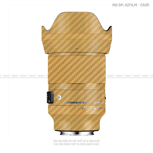 Dán Skin Ống Kính Sigma Màu Nổi Carbon Vàng | AZFILM - CA05