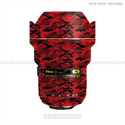 Dán Skin Ống Kính Nikon Vân Nổi Camo Urban Đỏ | UVPT08