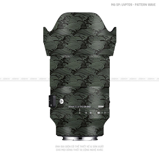 Dán Skin Ống Kính Sigma Vân Nổi Pattern Wave Xanh | UVPT09