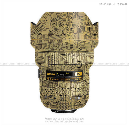 Dán Skin Ống Kính Nikon Vân Nổi Vi Mạch Vàng Đồng | UVPT01