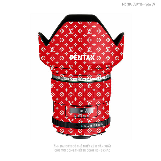 Dán Skin Ống Kính Pentax Vân Nổi Pattern LV Đỏ Trắng | UVPT16