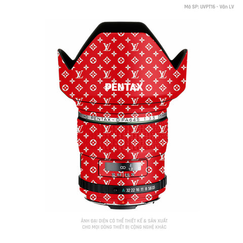 Dán Skin Ống Kính Pentax Vân Nổi Pattern LV Đỏ Trắng | UVPT16