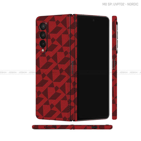 Dán Skin Galaxy Z Fold 6 Vân Nổi Nordic Đỏ | UVPT02