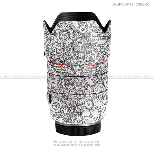 Dán Skin Ống Kính Canon Vân Nổi Động Cơ Trắng | UVPT18