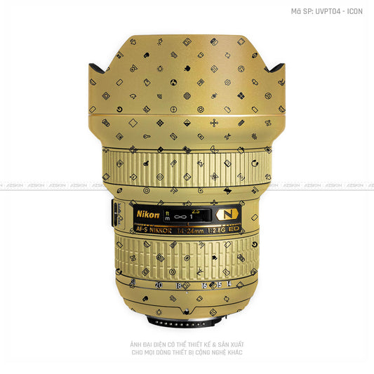 Dán Skin Ống Kính Nikon Vân Nổi Pattern ICon Vàng Đồng | UVPT04