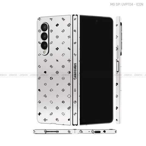 Dán Skin Galaxy Z Fold3 Vân Nổi ICON Trắng | UVPT04