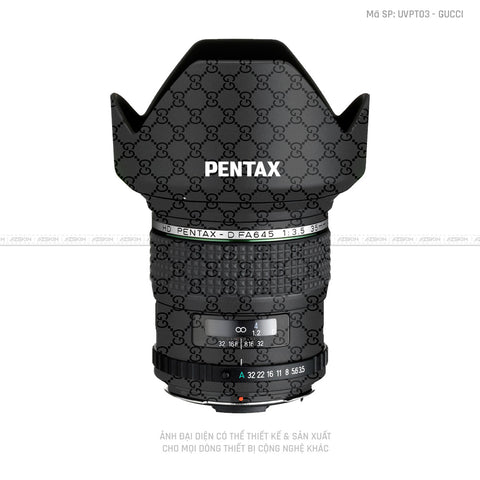 Dán Skin Ống Kính Pentax Vân Nổi Gucci Đen | UVPT03
