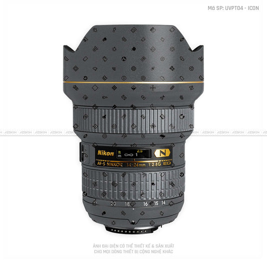 Dán Skin Ống Kính Nikon Vân Nổi Pattern ICon Xám | UVPT04