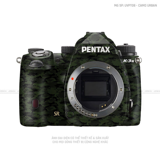 Dán Skin Máy Ảnh Pentax Vân Nổi Camo Urban Xanh | UVPT08