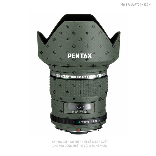 Dán Skin Ống Kính Pentax Vân Nổi Pattern ICon Xanh | UVPT04