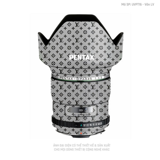 Dán Skin Ống Kính Pentax Vân Nổi Pattern LV Bạc | UVPT16