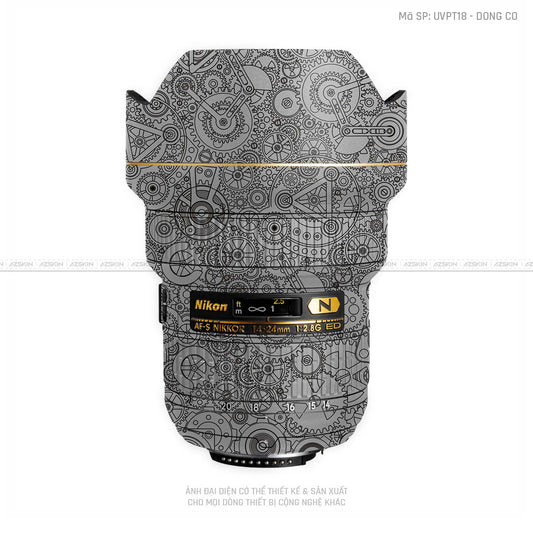 Dán Skin Ống Kính Nikon Vân Nổi Động Cơ Bạc | UVPT18