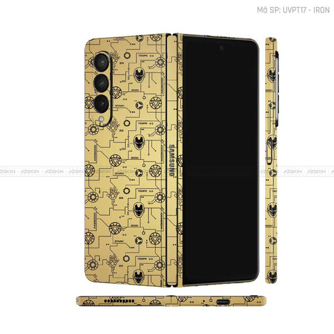 Dán Skin Galaxy Z Fold3 Vân IRON MAN Vàng Đồng | UVPT17