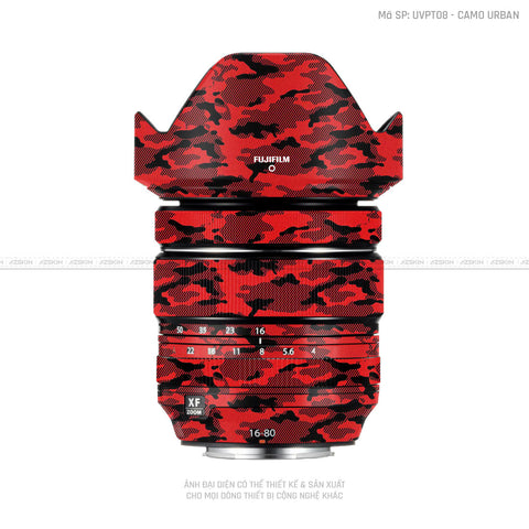 Dán Skin Ống Kính Fujifilm Vân Nổi Camo Urban Đỏ | UVPT08