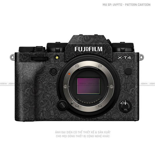 Dán Skin Máy Ảnh Fujifilm Vân Nổi Pattern Cartoon Đen | UVPT12