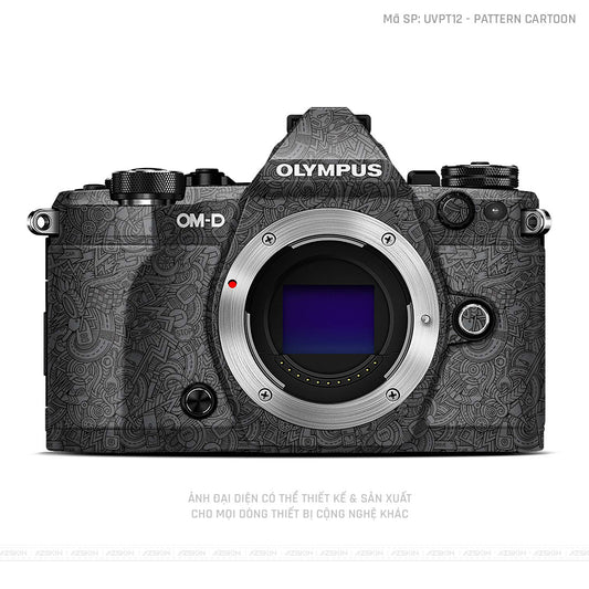 Dán Skin Máy Ảnh Olympus Vân Nổi Pattern Cartoon Xám | UVPT12