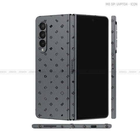 Dán Skin Galaxy Z Fold3 Vân Nổi ICON Xám | UVPT04