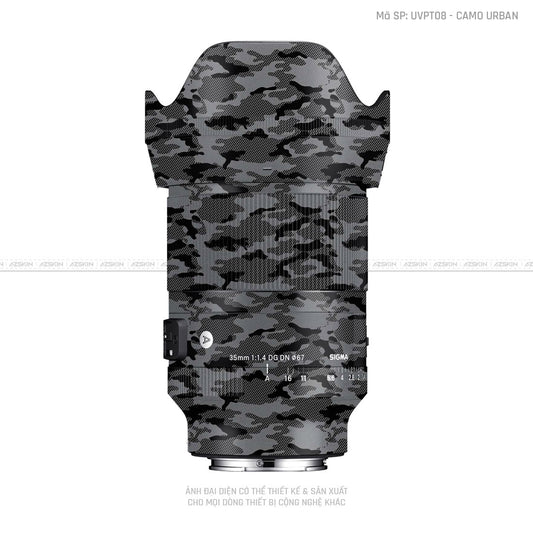 Dán Skin Ống Kính Sigma Vân Nổi Camo Urban Xám | UVPT08