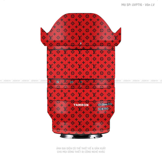Dán Skin Ống Kính Tamron Vân Pattern LV Đỏ Đen | UVPT16