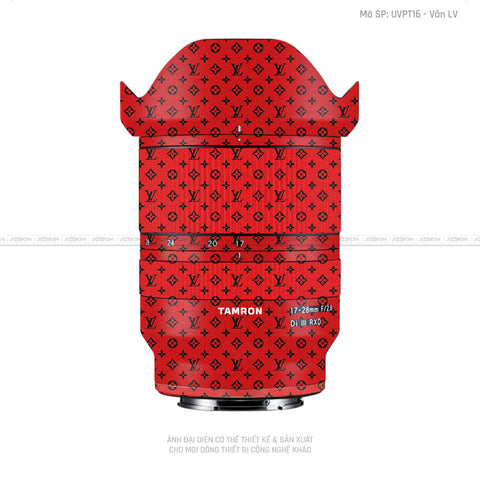 Dán Skin Ống Kính Tamron Vân Pattern LV Đỏ Đen | UVPT16