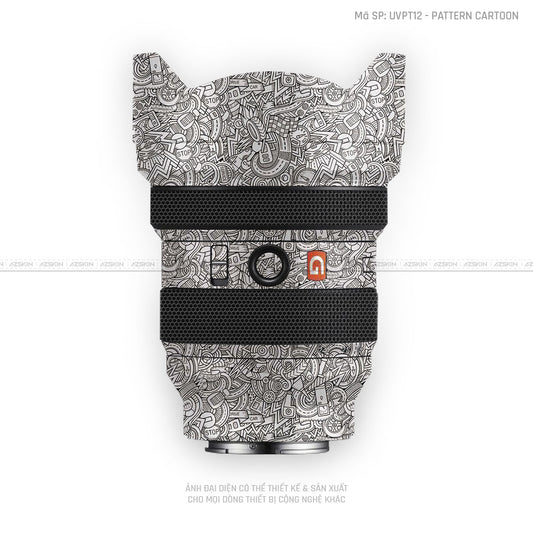 Dán Skin Ống Kính Sony Vân Nổi Pattern Cartoon Trắng | UVPT12