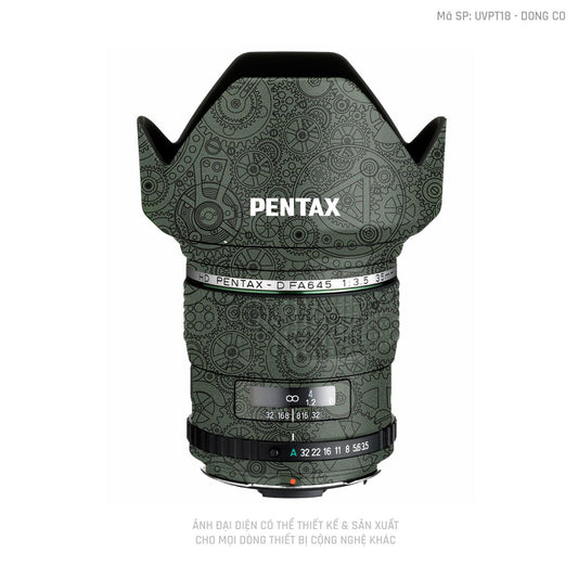 Dán Skin Ống Kính Pentax Vân Động Cơ Xanh | UVPT18
