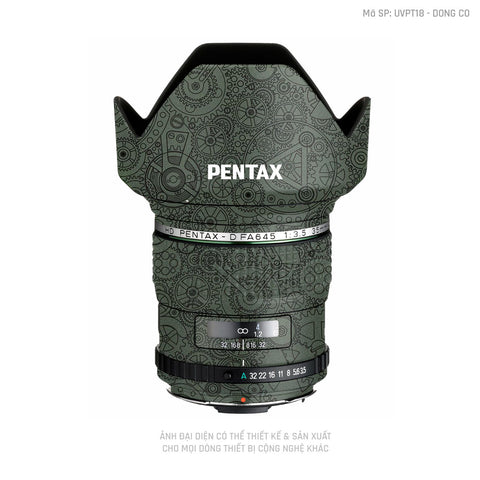 Dán Skin Ống Kính Pentax Vân Động Cơ Xanh | UVPT18
