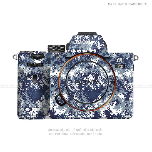 Dán Skin Máy Ảnh Sony Vân Camo Digital Xanh Trắng | UVPT11