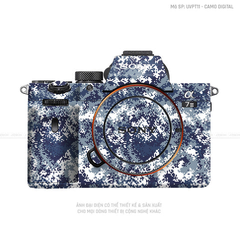Dán Skin Máy Ảnh Sony Vân Camo Digital Xanh Trắng | UVPT11